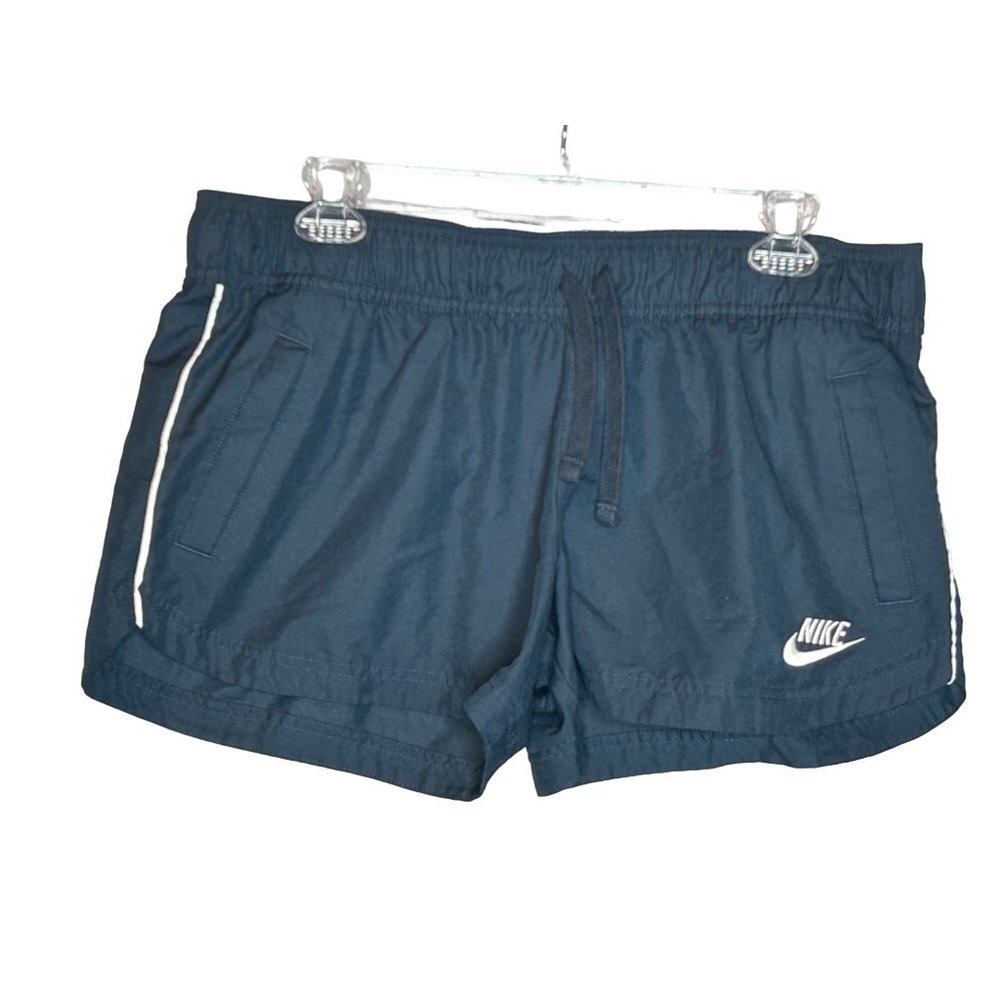Nike Perfect Fit‎ Womens Running Shorts Large 12 - 14 Navy Blue Elastic Waist - Picture 2 of 7